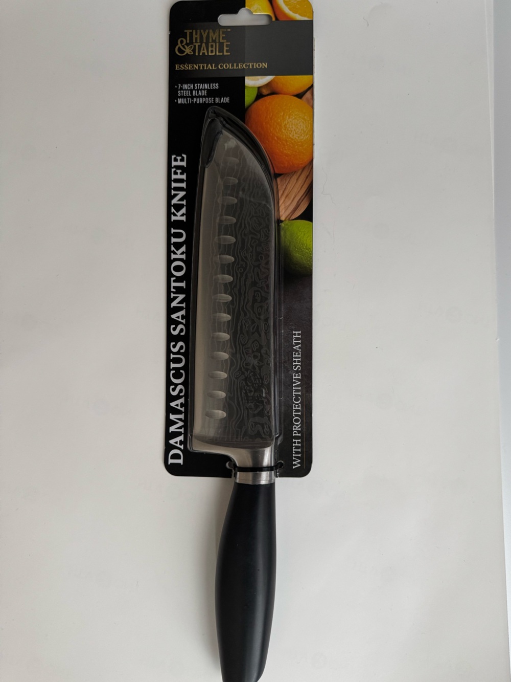Thyme & Table 7” Black Damascus Santoku Knife